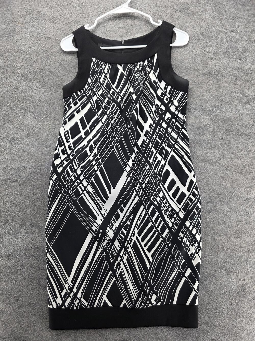 ALYX Dress Womens 6 Black Geometric Sheath Knee Length Lined Polyester